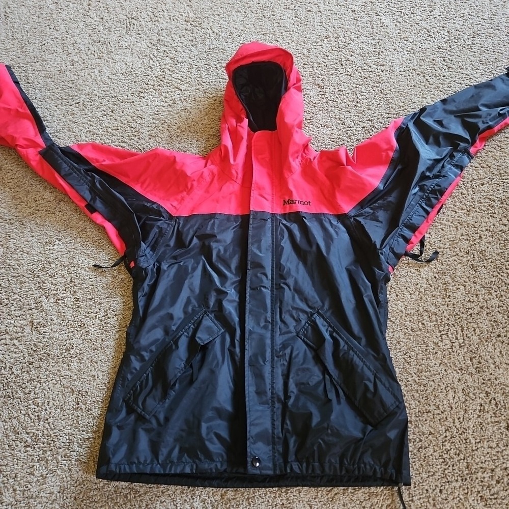 Marmot Jacket Full Zip Hooded Outdoor Hiking Rain Shell‎ Men's Medium Vented Ski - Picture 3 of 10